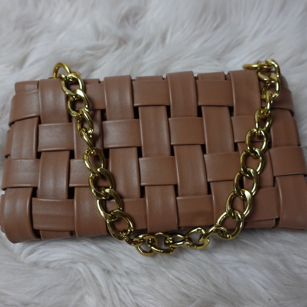 Caramel Brown Colored Braided Bag